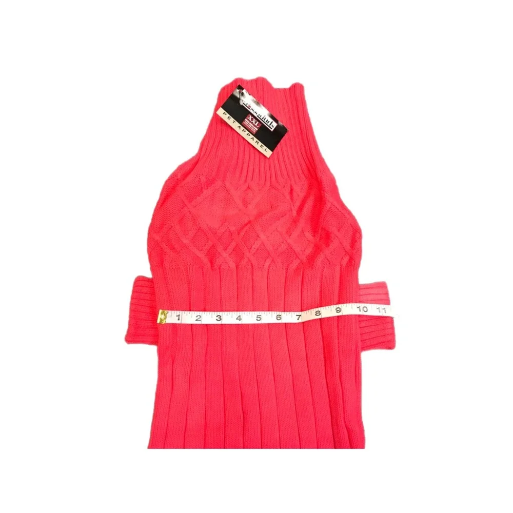 Doggiduds XXL Poppy Coral Pink‎ Dog Cable Knit  Sweater Pet Apparel  - NEW